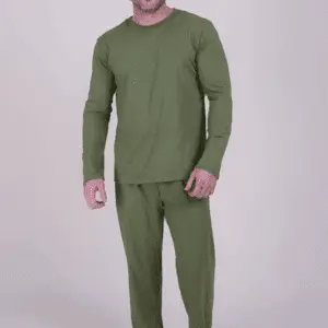 Pijama Masculino Longo em Malha Lisa – Verde Militar