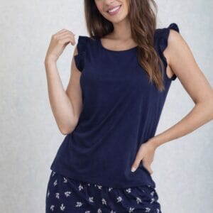 Pijama Feminino Adulto – Blusa em Malha e Short em Viscolycra